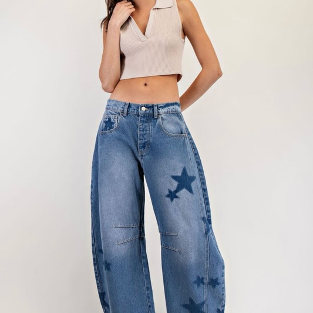 Women's Blue Star-Patterned Jeans